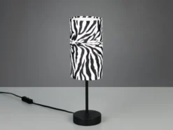 Tischlampe ZEBARA mit Stoffschirm Zebramuster, Höhe 36,5cm