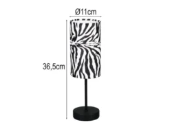 Tischlampe ZEBARA mit Stoffschirm Zebramuster, Höhe 36,5cm