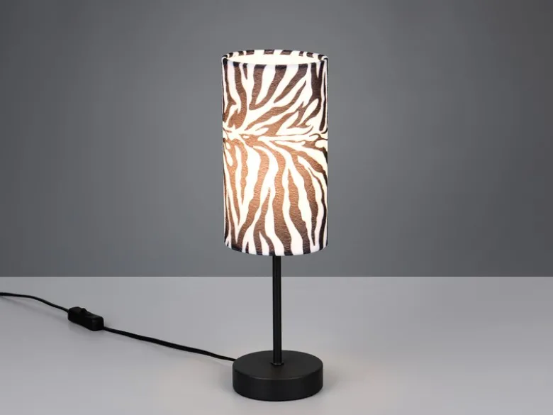 Tischlampe ZEBARA mit Stoffschirm Zebramuster, Höhe 36,5cm