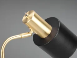 Tischleuchte ADAM Gold & Metallschirm Schwarz, Höhe 44cm
