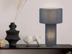 Tischleuchte BALE Korpus und Lampenschirm Stoff Blau, Höhe 40cm