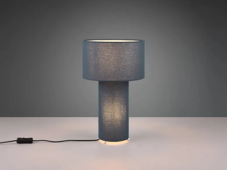 Tischleuchte BALE Korpus und Lampenschirm Stoff Blau, Höhe 40cm
