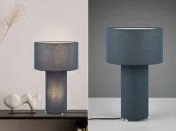 Tischleuchte BALE Korpus und Lampenschirm Stoff Blau, Höhe 40cm