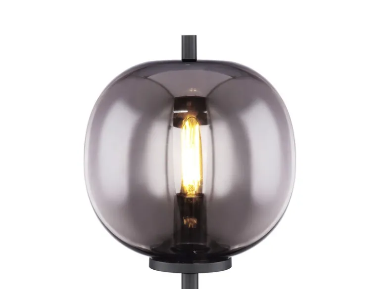 Tischleuchte BLACKY mit Rauchglas Lampenschirm, Höhe 45cm