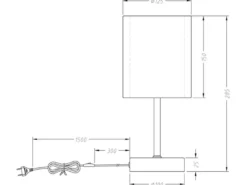 Tischleuchte BURTON Stoff Organza transparent Schwarz innen Weiß, Höhe 28cm