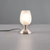 Tischleuchte CUP II Glas Weiß marmoriert, Sockel Silber Touchfunktion, Höhe 18cm