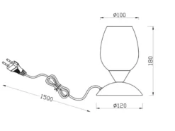 Tischleuchte CUP II Glas Weiß marmoriert, Sockel Silber Touchfunktion, Höhe 18cm
