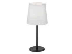 Tischleuchte EVE Schwarz mit Lampenschirm Stoff Weiß, Höhe 30cm