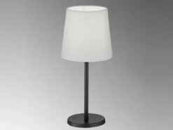 Tischleuchte EVE Schwarz mit Lampenschirm Stoff Weiß, Höhe 30cm