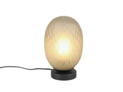 Tischleuchte FACETTE mit ovalem Glas Lampenschirm Grün, Höhe 28cm
