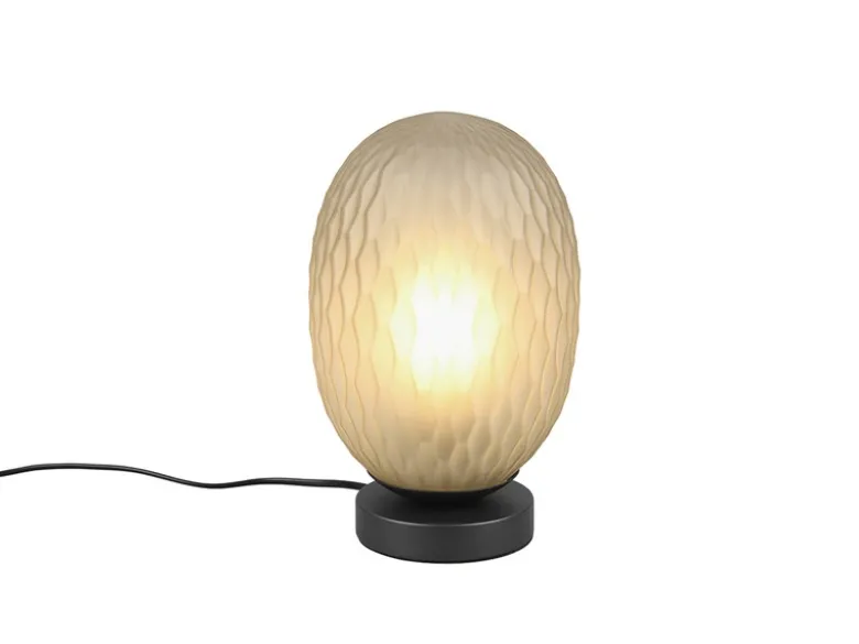 Tischleuchte FACETTE mit ovalem Glas Lampenschirm Grün, Höhe 28cm