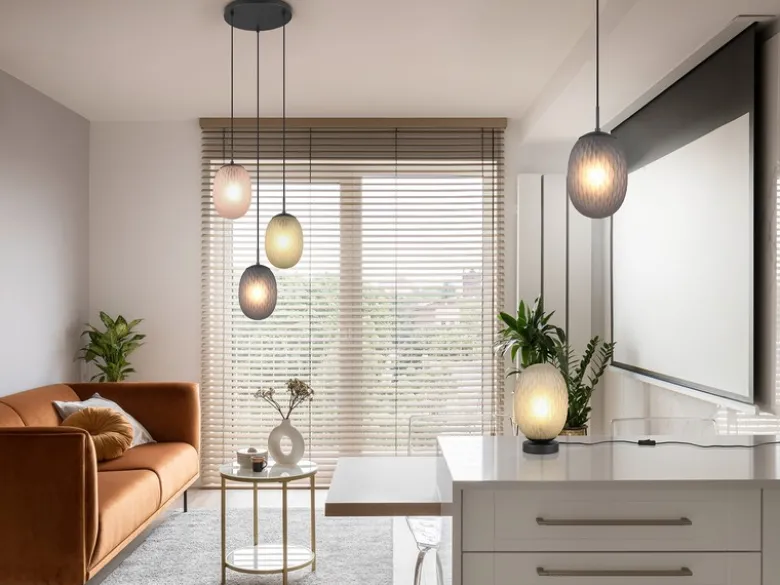 Tischleuchte FACETTE mit ovalem Glas Lampenschirm Grün, Höhe 28cm
