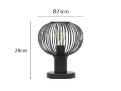 Tischleuchte GILA mit Gitter Lampenschirm Schwarz, Höhe 28cm