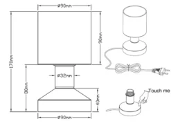 Tischleuchte GRAL Silber matt ON/OFF über Touch Sensor, Höhe 17cm