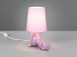 Tischleuchte HUMA Keramik Lila mit Stoffschirm, Höhe 24,5cm