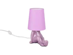 Tischleuchte HUMA Keramik Lila mit Stoffschirm, Höhe 24,5cm