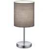 Tischleuchte JERRY 1-flammig Chrom Stoffschirm in Grau, Höhe 28cm