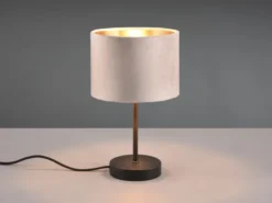 Tischleuchte JULIETA mit Samt Lampenschirm Beige Gold, Höhe 33cm