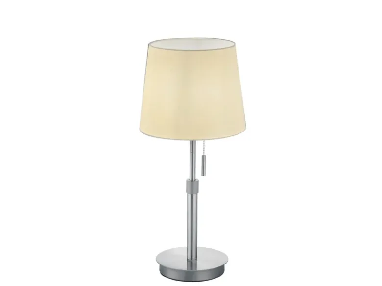 Tischleuchte LYON Silber mit Stoffschirm Weiß, Höhe 45-56cm verstellbar
