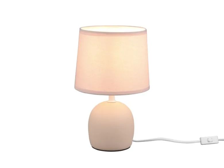 Tischleuchte MALU mit Keramikfuß & Stoffschirm Beige, Höhe 26cm