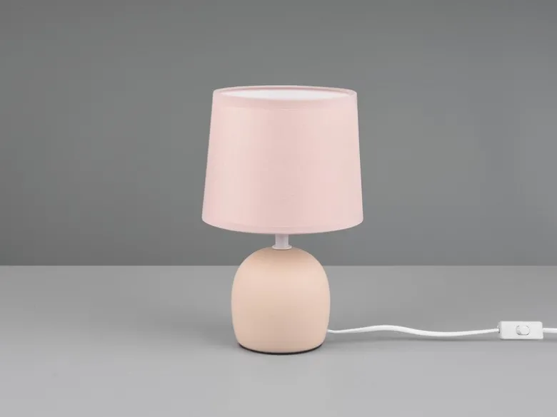 Tischleuchte MALU mit Keramikfuß & Stoffschirm Beige, Höhe 26cm