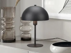 Tischleuchte NOLA aus Metall Schwarz, Lampenschirm innen Gold, Höhe 30cm