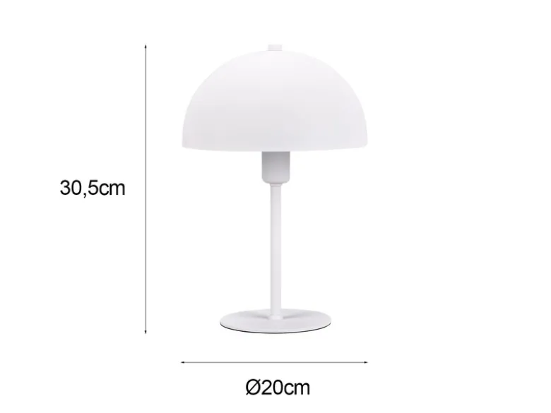 Tischleuchte NOLA aus Metall Weiß in Pilzform, Höhe 30cm