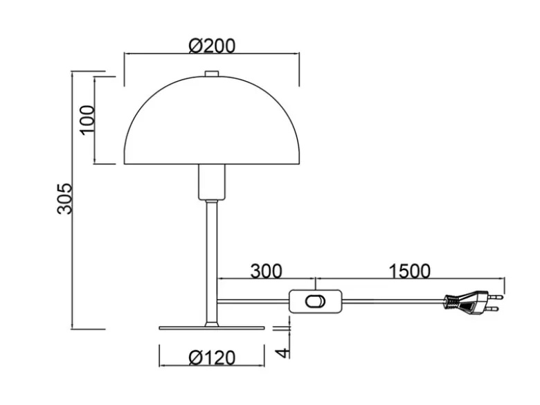 Tischleuchte NOLA aus Metall Weiß in Pilzform, Höhe 30cm