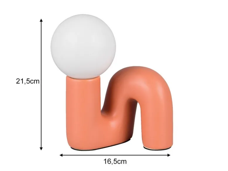 Tischleuchte QUINN Keramik Apricot, Glas Weiß, Höhe 21,5cm