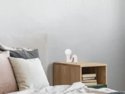 Tischleuchte QUINN Keramik Grau, Glas Weiß, Höhe 21,5cm