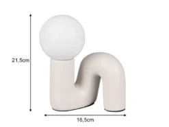 Tischleuchte QUINN Keramik Grau, Glas Weiß, Höhe 21,5cm