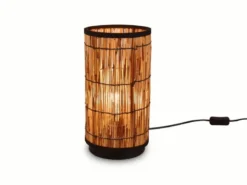 Tischleuchte SARA mit Lampenschirm aus Rattan in Bambusoptik, Höhe 34,5cm