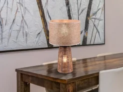 Tischleuchte STRAW aus Naturmaterial Rattan Braun, Höhe 40cm