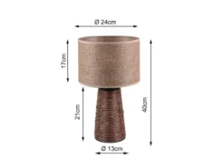 Tischleuchte STRAW aus Naturmaterial Rattan Braun, Höhe 40cm