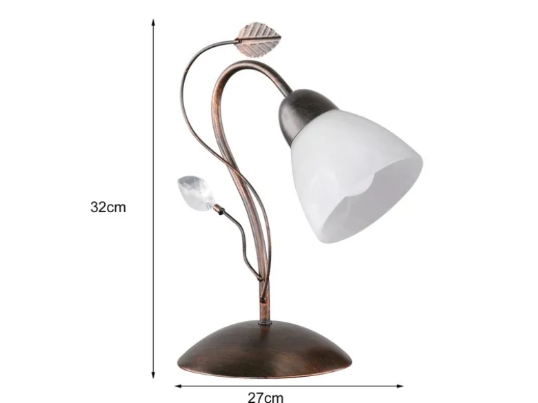 Tischleuchte TRADITIO in Rostoptik mit Blätter Deko, Höhe 32cm