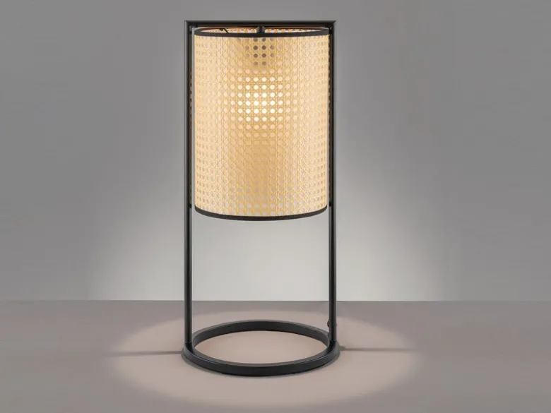 Tischleuchte TYLER mit Geflecht Rattan Optik, Höhe 56cm