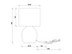 Tischleuchte VELA mit Glasfuß Grün und Stoffschirm Weiß, Höhe 29cm