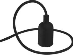 Universal Schnurpendel Textil schwarz mit E27 Filament LED, Ø 8,5cm