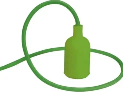 Universal Schnurpendel Textil grün mit E27 Filament LED, Ø 8,5cm