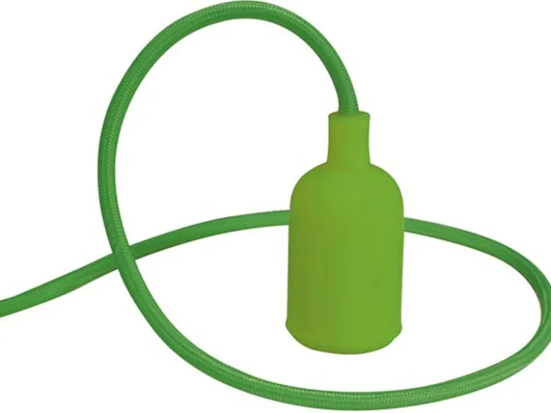Universal Schnurpendel Textil grün mit E27 Filament LED, Ø 8,5cm