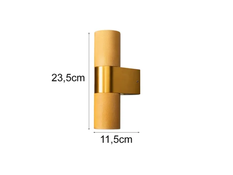 Up and Down Außenwandleuchte TEMI Aluminium Gold, Höhe 23,5cm