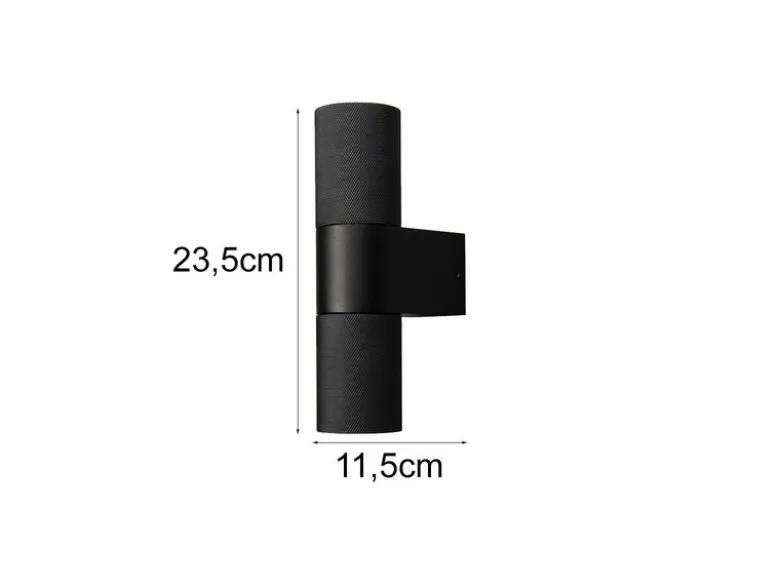 Up and Down Außenwandleuchte TEMI Aluminium Schwarz, Höhe 23,5cm