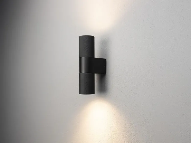 Up and Down Außenwandleuchte TEMI Aluminium Schwarz, Höhe 23,5cm