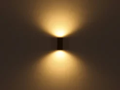 Up and Down Außenwandleuchte VERONIKA aus Aluminium in Holzoptik, Höhe 15cm