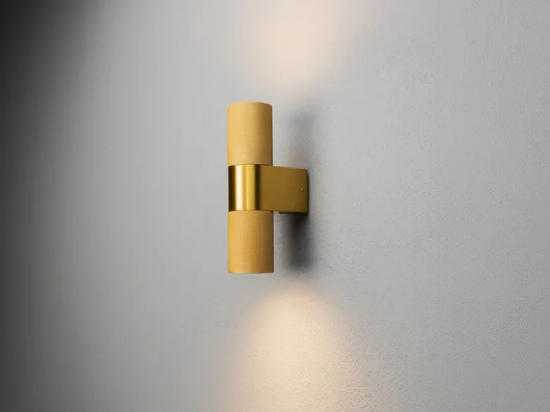Up and Down LED Außenwandleuchte Aluminium Gold, Höhe 23,5cm