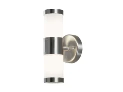 Up-Down Edelstahl Außenwandleuchte MODENA mit Glas weiß, Höhe 23cm