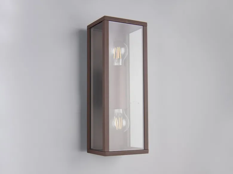 Up & Down LED Außenwandleuchte in Rostoptik mit Glas, Höhe 38cm