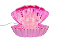 USB Muschel Tischlampe Pink mit RGB Beleuchtung, Höhe 14cm