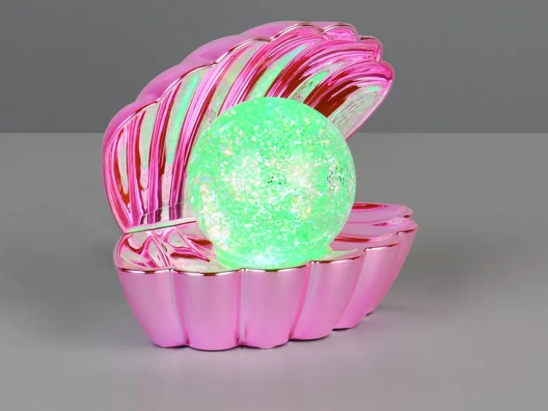 USB Muschel Tischlampe Pink mit RGB Beleuchtung, Höhe 14cm
