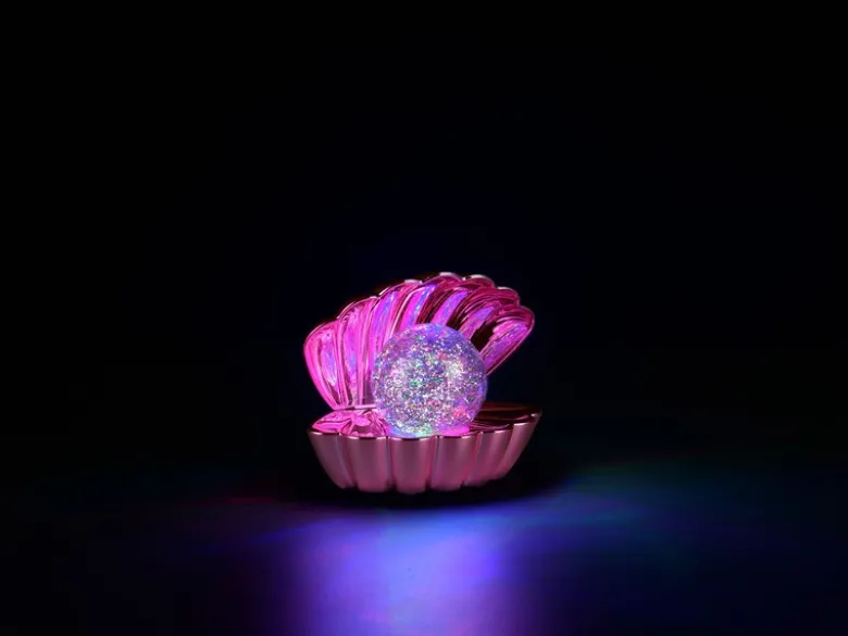 USB Muschel Tischlampe Pink mit RGB Beleuchtung, Höhe 14cm